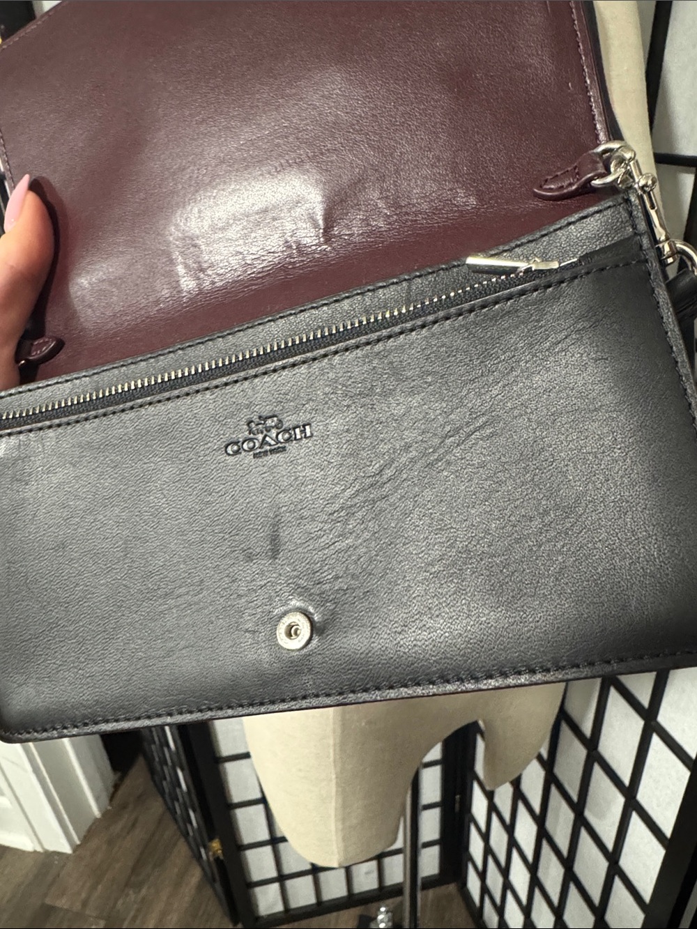 Coach 1941 Western Rivets Foldover Crossbody Wallet Black Studded Leather Bag - Picture 10 of 14